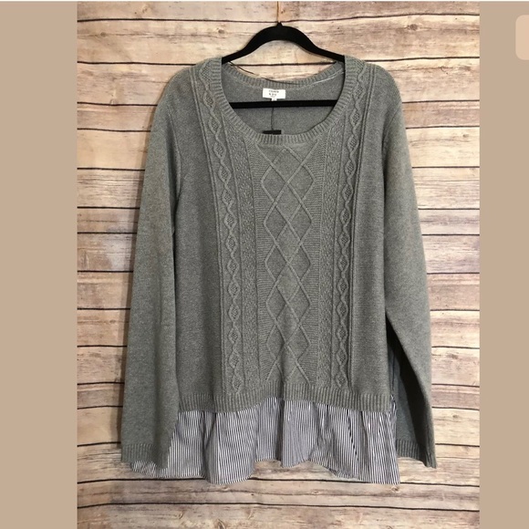 Crown & Ivy Curvy Sweaters - Crown & Ivy Curvy Tunic Sweater Gray Layered Look